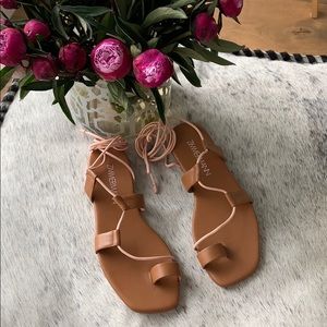 NWT Zimmerman Leather Wrap Sandals - Cognac